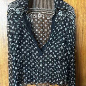 Vintage Dolce & Gabbana Sheer Black and White Floral Blouse